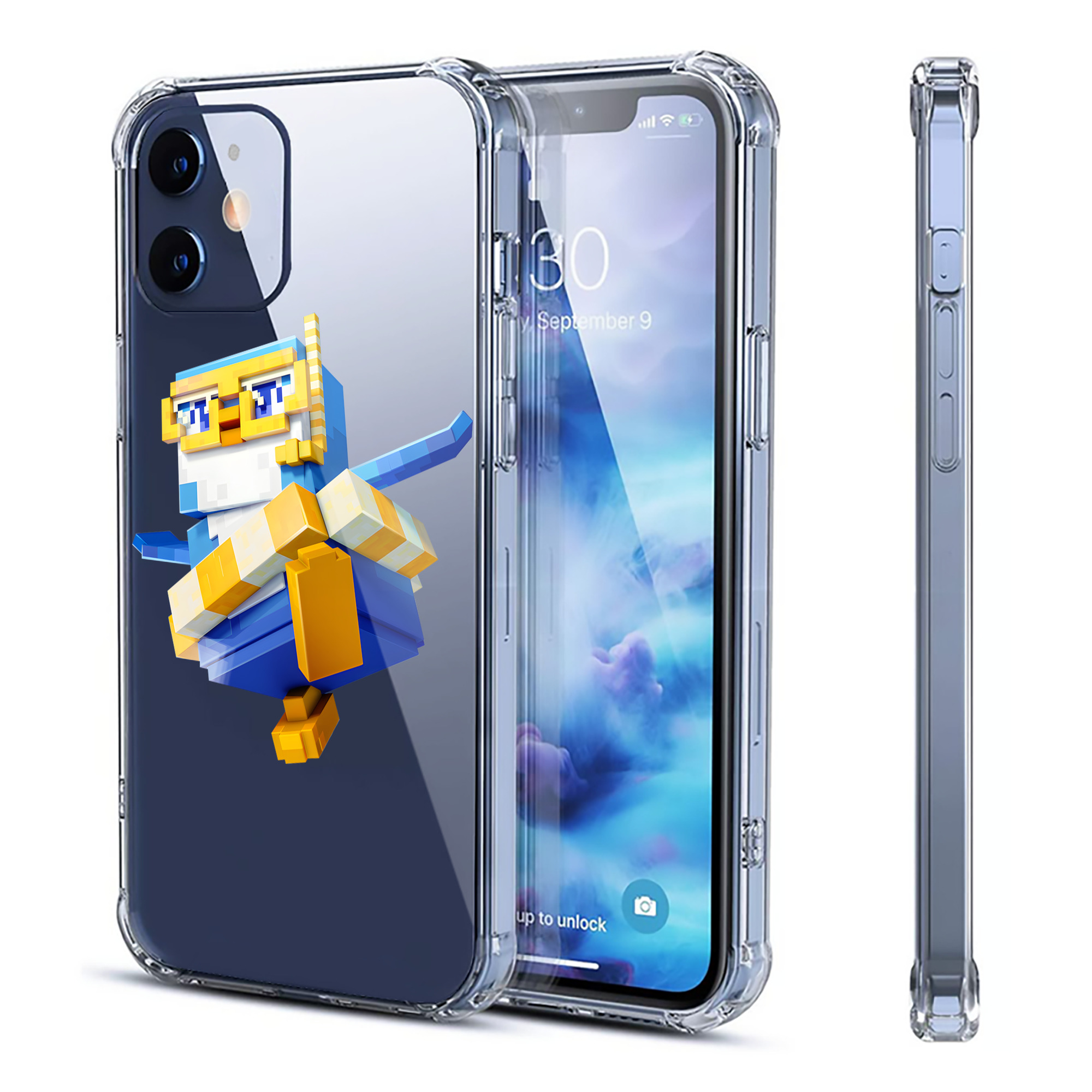 （画像用） マインクラフト ブロックの世界 Minecraft MC Block world 【iPhone 12シリーズ対応】透明スマホケース（クリアソフトケース）